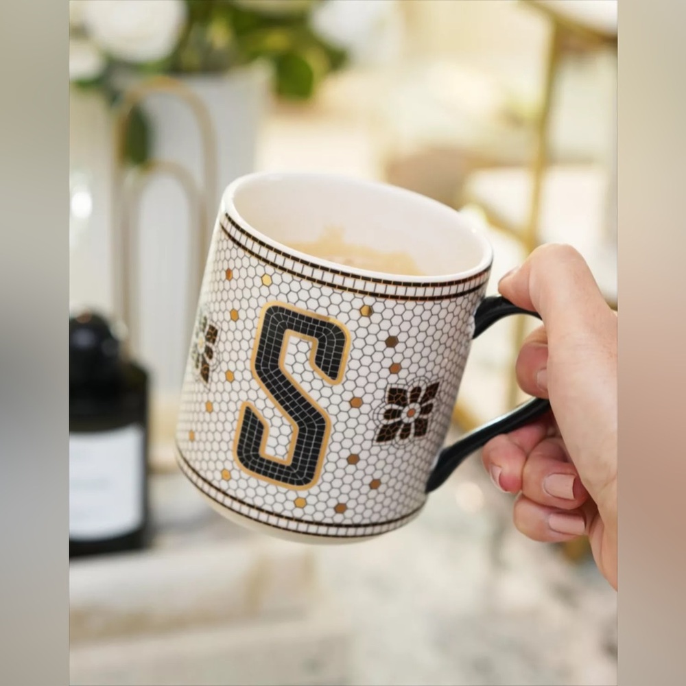 NEW Anthropologie Bistro Tile “S” Mug